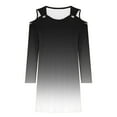thumbnail image 4 of COSFO Black Womens Dress Gradient V-Neck Long Sleeve Casual Mini Dress A-Line Dress, 4 of 5