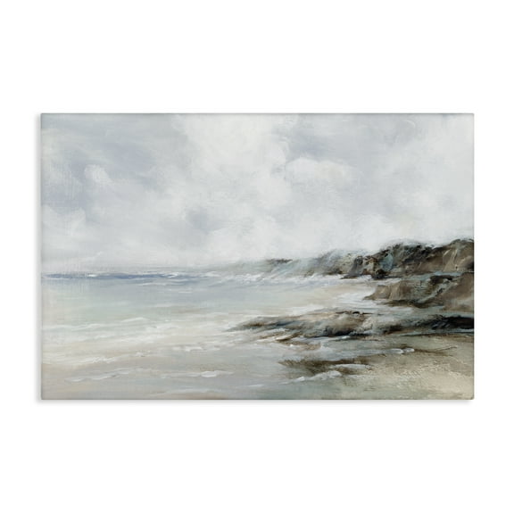 Stupell Industries Classic Shoreline Cliffs Nautical & Beach Painting Wrapped Canvas Art Print Wall Art, 24 x 16