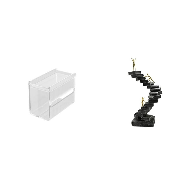 Caja Moderna De Acrílico Para Guardar Papel Higiénico Con Estatua Abstracta De Un Pensador En Escalera. Figura De Resina Artesanal Para Decoración De Pared, Estantería, Escritorio O Mesa.