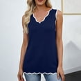 thumbnail image 2 of Admvng Womens Scallop Trim V-Neck Knit Tank Top Sleeveless Vest Casual Lightweight Camisole, 2 of 8