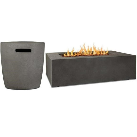 Home Square 2-Piece Set with Propane Fire Table & Tank Cover in Glacier Gray