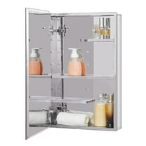 Fundin Stainless Steel Medicine Cabinet, Bathroom Mirror Cabinet, with unique half-shelves, Recess and Surface mount, 14.8 x 25.5 inch