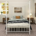 thumbnail image 5 of Canopy Bed Frame Full with Headboard and Footboard, White Canopy Bed with Center Support Legs, 4 Poster Bed Frame Platform Bed Frame, Easy to Assemble, 5 of 6