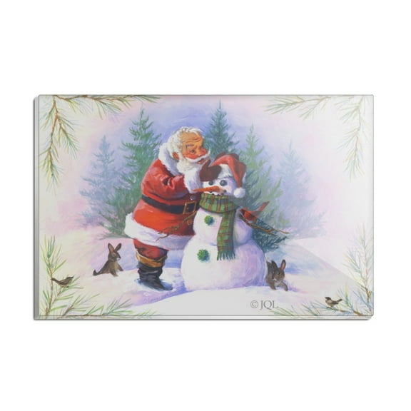 Christmas Holiday Santa Making Building Snowman Rectangle Acrylic Fridge Refrigerator Magnet