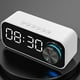 thumbnail image 3 of Reloj despertador LED con radio FM, altavoz Bluetooth inalámbrico, pantalla espejo, compatible con entrada auxiliar, TF, USB, reproductor de música inalámbrico para oficina y hogar. Blanco, 3 of 4