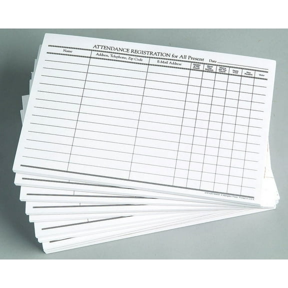 Attendance Registration Pad (Pkg of 12), (Hardcover)