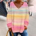 thumbnail image 2 of Tiqkatyck Womens Fall Shirts, Women's Fashion Casual Breast Cancer Awareness V Neck Long Sleeve Shirts Loose Top T Shirt Graphic Tees for Women, Breast Cancer Shirts for Women Orange S, 2 of 4