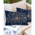 thumbnail image 6 of Navy Blue Yellow Spring Floral Throw Pillow Cover 20 x 26 Inch Decorative Pillow Cover Abstract Blossoms Botanical Lumbar Pillowcase Seasonal Rectangle Cushion Case for Couch Sofa Bed Living Room, 6 of 7
