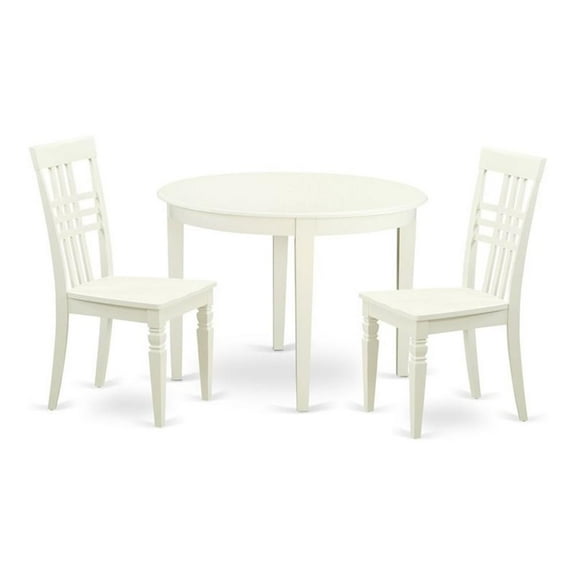 Atlin Designs 3-piece Wood Dining Table and Chairs in Linen White