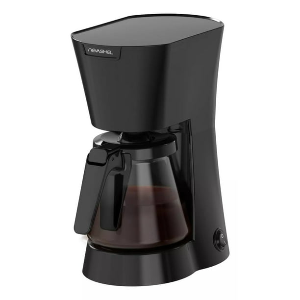 Cafetera de Goteo Nevashel AD-17 para 5 Tazas 750 ml Filtro Permanente Reutilizable Diseño Compacto y Elegante Color Negro Ideal para Hogar u Oficina Fácil de Usar y Limpiar