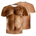 thumbnail image 4 of ICHUANYI Clearance 3D Muscular Man Print Fashion Fitness Round Neck Short Sleeve T-Shirt(Brown, M) Ichuanyi Ichuanyi, 4 of 5
