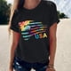 thumbnail image 2 of Camiseta de mujer Camisetas divertidas y lindas de manga corta Camiseta con estampado de bandera del Día de la Independencia Tops Blusa Regalo para mujer Pompotops hfajkhk130526, 2 of 8