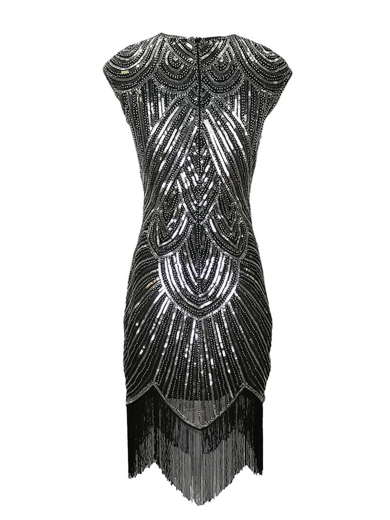 Gatsby Roaring 20s Flapper Gatsby Style Dresses Clothing for Women Black/Silver  - Walmart.com