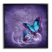 Stupell Industries Celtic Purple Butterflies Animals & Insects Painting Black Framed Art Print Wall Art, 17 x 17