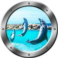 thumbnail image 2 of VWAQ Porpoise Wall Decal Dolphin Porthole 3D Wall Sticker Sea Mammal Decor - SP26 (14" Diameter), 2 of 2