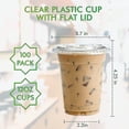 thumbnail image 5 of [100 juegos] Vasos de plástico transparente de 12 oz con tapas planas, vasos desechables para beber, vasos de plástico de 12 oz para café helado, batidos, sorbetes o cualquier bebida fría, 5 of 5