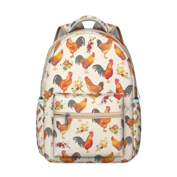 "Stylish Chicken Themed Backpack for Teens & Adults - Durable Waterproof Laptop Backpack for High School & College, Lightweight Chicken Print"