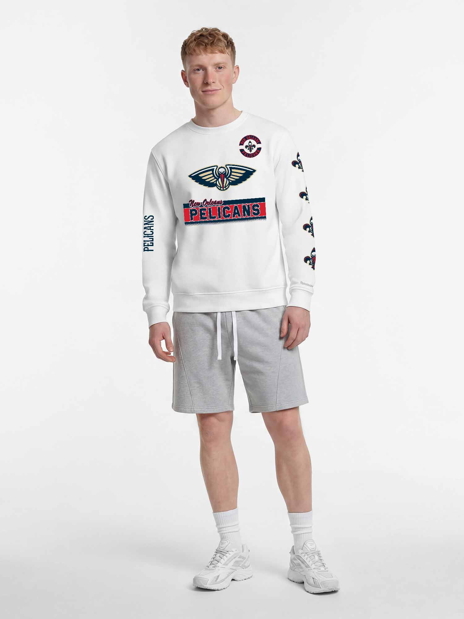New Orleans Pelicans Reebok Mens White Crew Sweatshirt