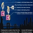 thumbnail image 2 of Gem Stone King 925 Silver and 10K Yellow Gold Pink Moissanite and Lab Grown Diamond Dangle Earrings for Women | 2.05 Cttw | Gemstone Birthstone | Emerald Cut 7X5MM, 2 of 6