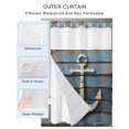 thumbnail image 2 of No Hook Cloth Fabric Shower Curtain with Snap in Liner, Brown Anchor Nautical Waterproof Shower Curtains Set with See Through Top Window, Vintage Coastal Navy Blue Wooden Bath Curtains Shower 36"x72", 2 of 6