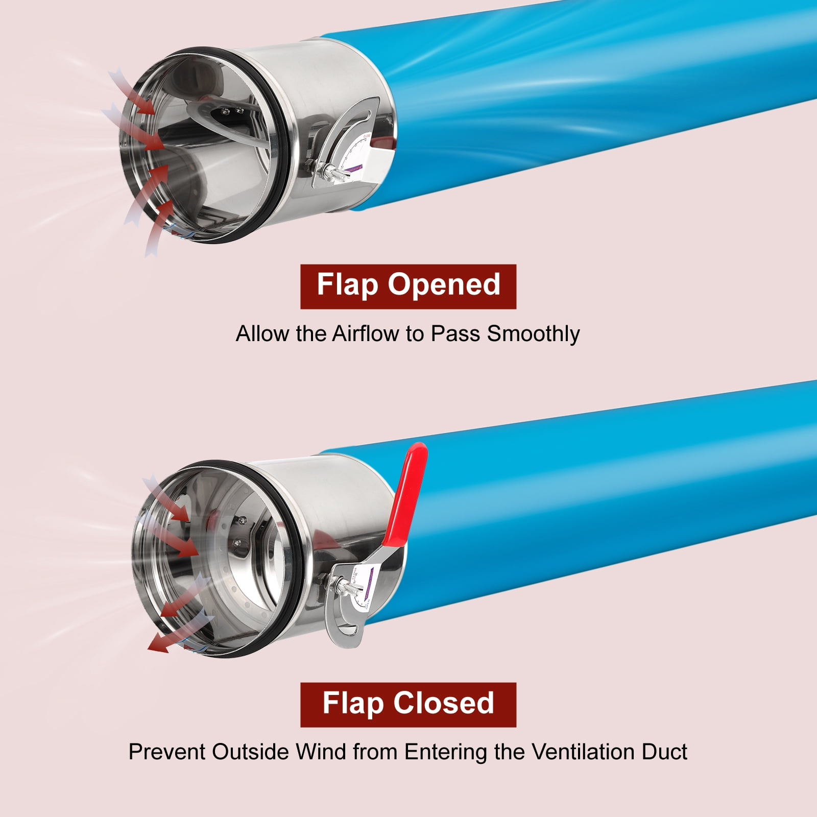 Uxcell 4" Duct Backdraft Damper, Airflow Ducting Branch Vent Damper with Silicone Seal