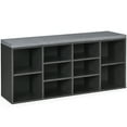 thumbnail image 1 of Gymax Entryway Padded Shoe Storage Bench 10-Cube Organizer Bench Adjustable Grey, 1 of 10