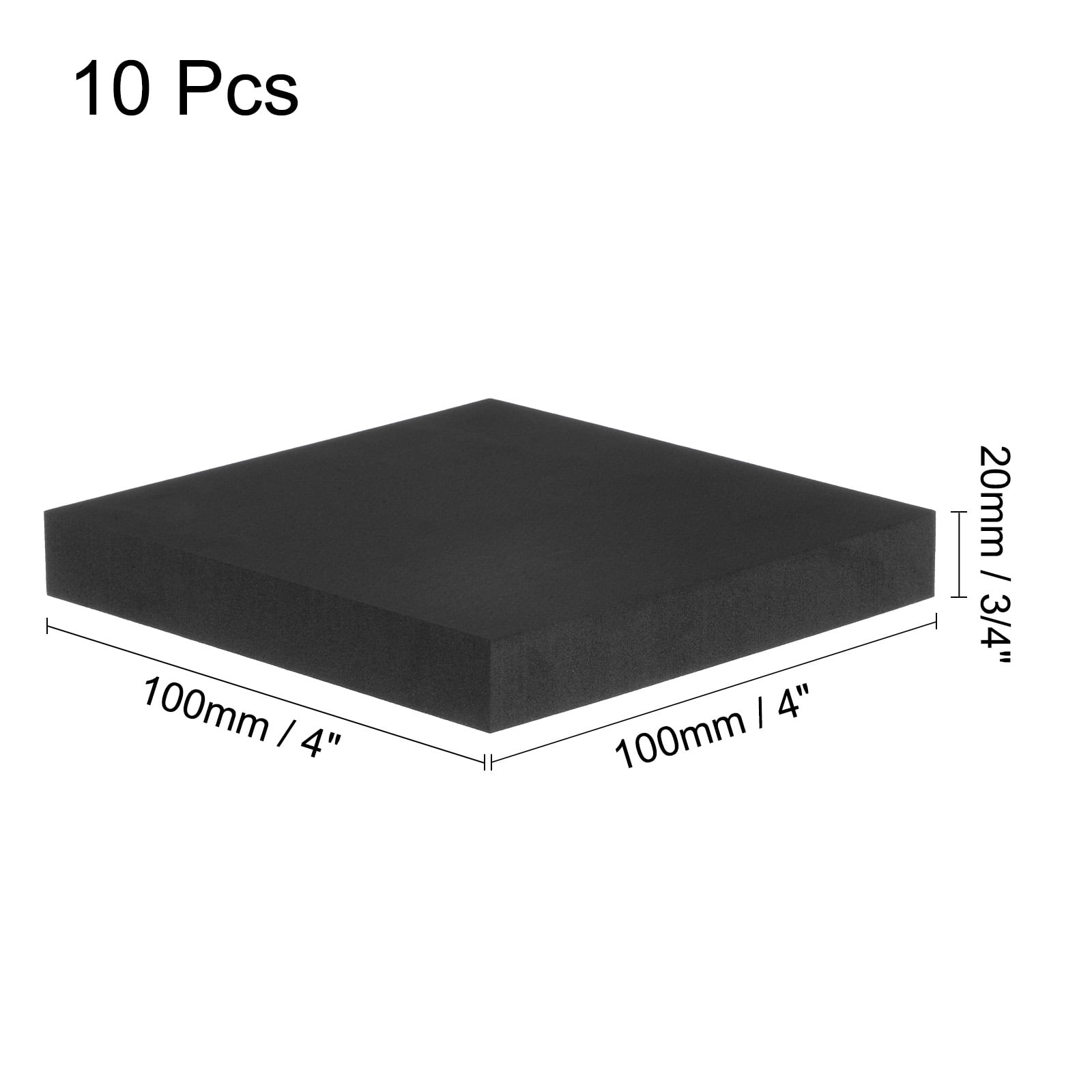 Uxcell 10 pack Adhesive Foam Padding Sheets 3/4" Thick x 4" Long Square EVA Foam Sheet Self Stick Anti Vibration Pads