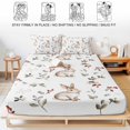 thumbnail image 5 of Cal.King Size Fitted Sheet Set - Botanical Rabbit 3 Piece Bedding Sets 16" Deep Pocket Fitted Sheet with 2 Pillowcases, Watercolor Pastoral Plant Leaves Flower Brushed Microfiber Hotel Bed Sheets, 5 of 9