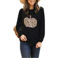 thumbnail image 2 of Chandail en Molleton Drôle Citrouille Halloween pour Femmes, Chandail Graphique Léopard, Manches Longues, Col Rond, T-Shirt, 2 of 3