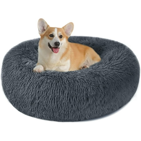 Yeater Calming Dog Cat Bed Donut Plush Dog Bed Small Washable Comfy Round Cat Anxiety Bed For Indoor Cats Super Soft Self Warming With Waterproof