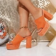 thumbnail image 3 of SACFOF Women's Chunky Platform Sandals Block Heel - Slip On Elastic Band Dressy Shoes Square Toe Comfort Soles, 3 of 6