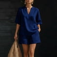 thumbnail image 2 of Summer 2 Piece of Outfits Casual Plus Size V-Neck Short Sleeve And Long Pants Casual 2PC Sets, 2 of 6
