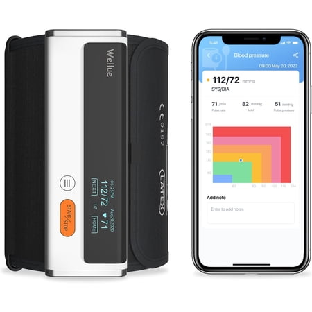 Wellue BP2 Blood Pressure Monitors, Upper Arm Blood Pressure BP Cuff Machine, With Accurate AI EKG analysis, Free App