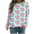 thumbnail image 1 of VALMASS Chandails en Molleton de la Saint-Valentin pour Femmes Graphique Manches Longues Col Rond Hauts Mode Décontractée Pull Ample Blouses (m, Bleu Clair), 1 of 4