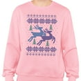 thumbnail image 2 of Reindeer Christmas Cross Stitch Sweatshirt Unisex Large Pink, 2 of 5