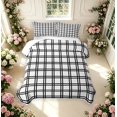 thumbnail image 2 of Manfei Modern Plaid Twin Quilt Set,Contemporary Checkered Twin Coverlet Set,White Black,2pcs,1 Bedspread and 1 Pillowcase, 2 of 7