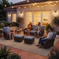 thumbnail image 3 of Sunmthink 6-Piece Patio Furniture Set, High Back Swivel Rocker Chairs with Thick Cushions, Wicker Rattan Outdoor Sectional Sofa with Ottoman, Blue, 3 of 7
