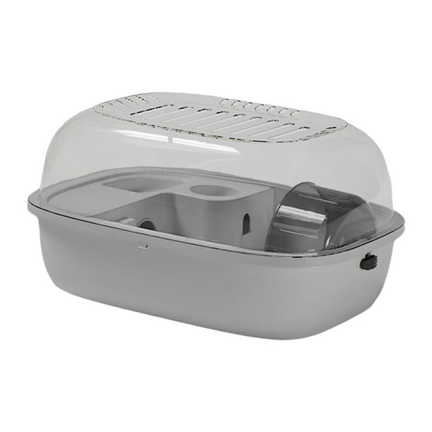 Jaula para hámster, hábitat, ejercicio, casa de juego con tapa abatible, portátil gris