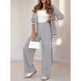 thumbnail image 4 of Women'S Fall Spring 2 Piece Blazer Outfits Business Casual Oversized Jacket Wide Leg Work Pants Gray S, 4 of 9