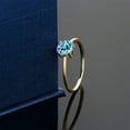 thumbnail image 4 of Gem Stone King 10K Yellow Gold Swiss Blue Topaz Solitaire Engagement Ring for Women (1.00 Cttw, Round 6MM, Gemstone November Birthstone, Size 6), 4 of 5