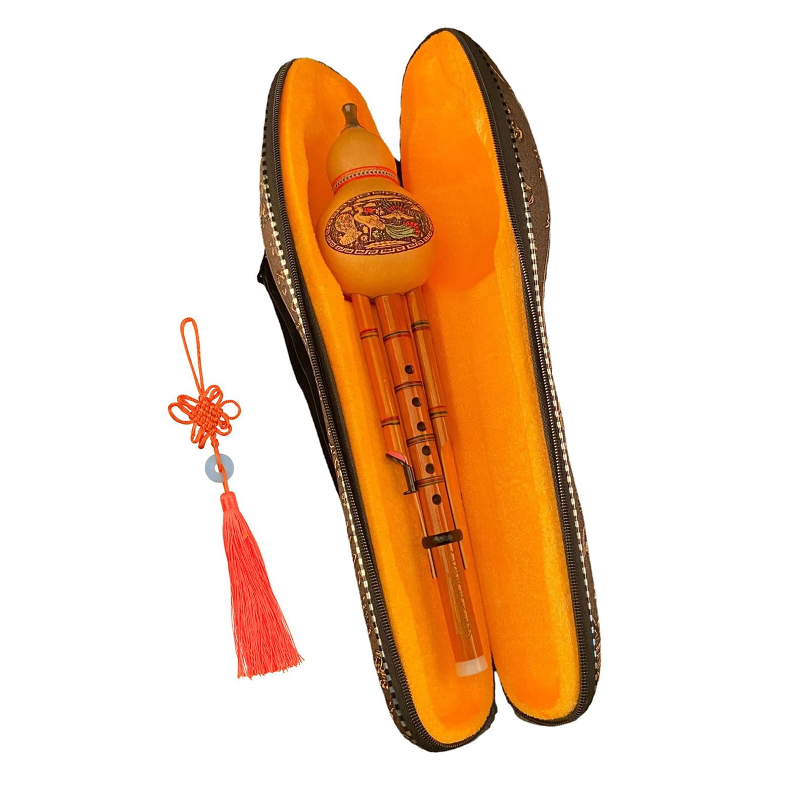 LeeQinersw Hulusi Flute Cucurbit Key Handmade Bamboo Hulusi Gourd Flute with Case for Music