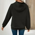 thumbnail image 5 of Women's Drawstring Hoodies with Pocket Flower Textured Pattern Hooded Sweatshirts Pullover Solid Long Sleeve Tops (L, Black), 5 of 6