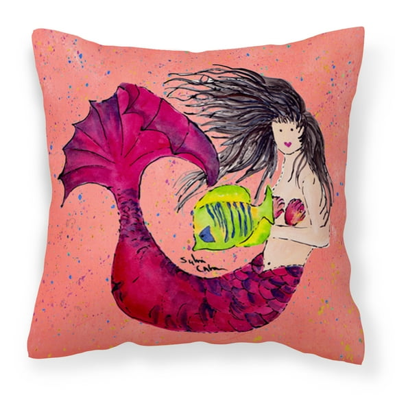 Carolines Treasures 8338PW1414 Mermaid Fabric Decorative Pillow, 14Hx14W, multicolor