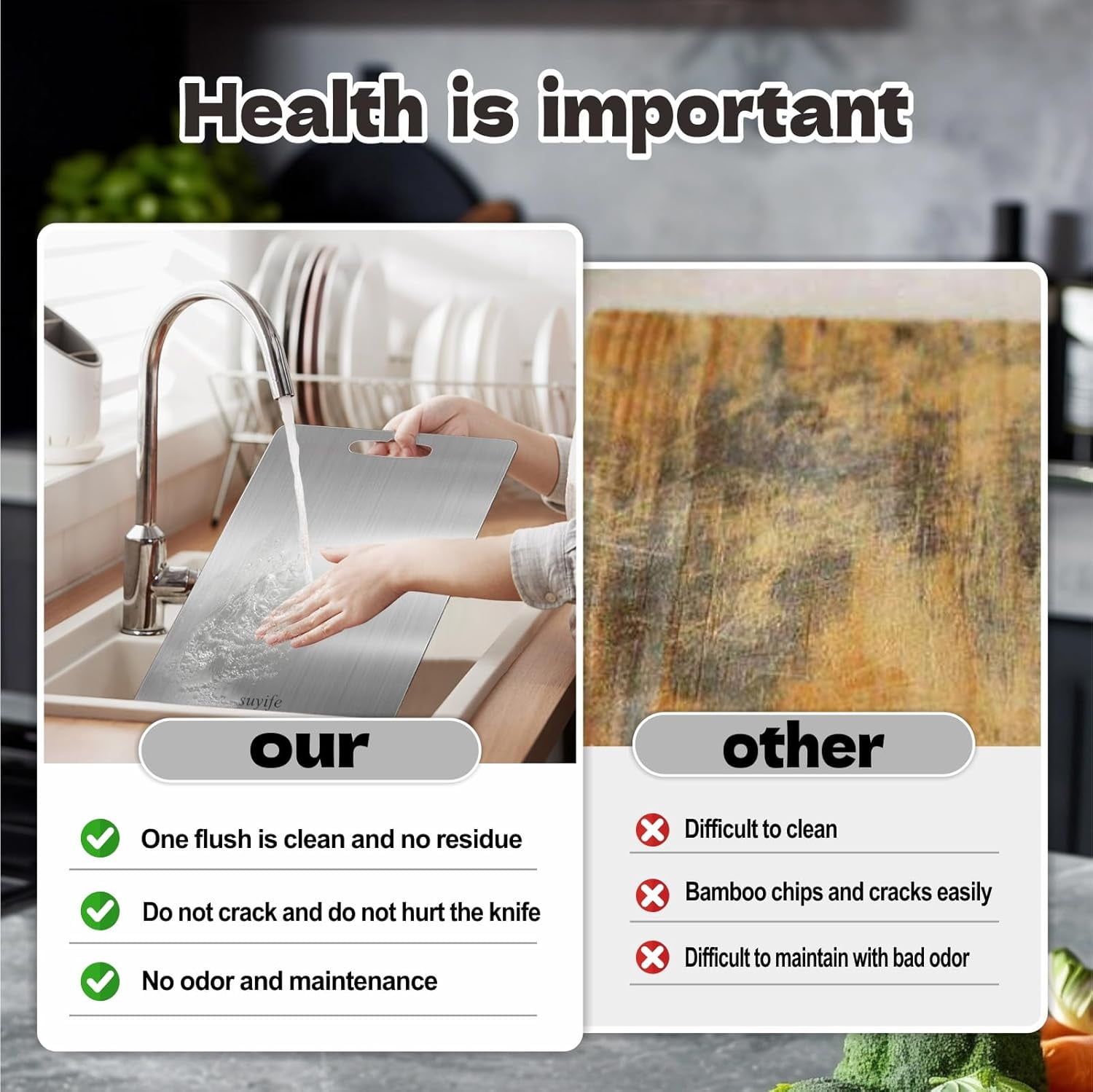 Cutting Board - 100% Pure Yamato Titanium Cutting Boards For Kitchen, Double Sided Titanium Cutting Mat From Japan, Cutting Edge Hygiene & Durability Mat, Gray, XXL