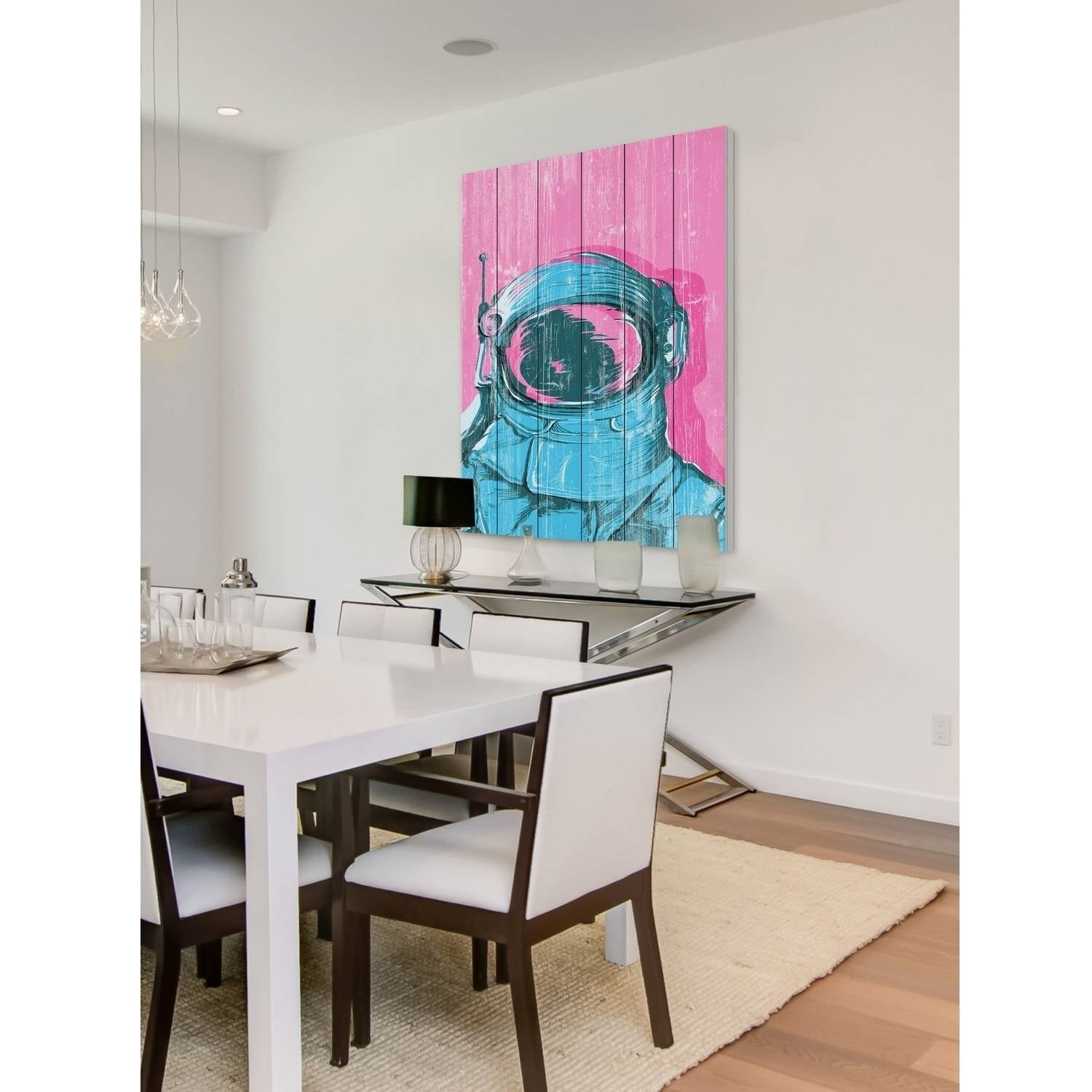 The Astronaut Painting Print on White Wood