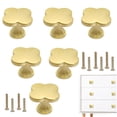 thumbnail image 1 of Pomos de latón con forma de trébol de cuatro hojas SSYHQAX, 6 unidades, dorados, 3,2 cm, 1 of 6