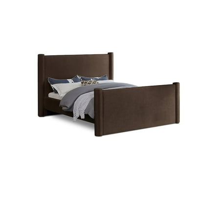 Meridian Furniture Elias Brown Velvet Queen Bed