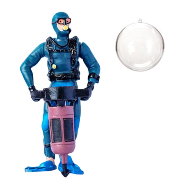 Figura de buzo en miniatura con bola, adorno de juguete, modelo de buceo, figura de buzo, decoración para pecera, colección de acuarios. Azul 45x4x95cm