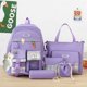 thumbnail image 1 of 5 Pcs Set Kawaii Girls Backpack For Student School Bag Teenager Girls Schoolbag Book Bags Pencil Case Women Travel Backpack Tote, 1 of 4