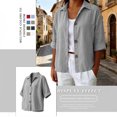thumbnail image 6 of Sheghy Womens Tops Oversized Urban Solid Cotton Linen Lapel Button Curved Hem 3/4 Sleeve Outer Shirt Gray XXXL, 6 of 7